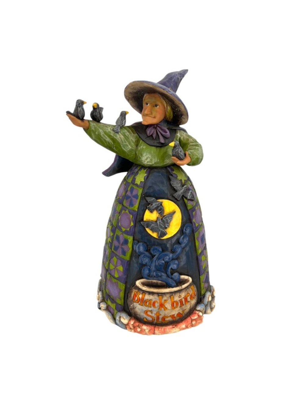 Heartwood Creek By Jim Shore 2004 Black Bird Stew Witch Figurine Purple Green